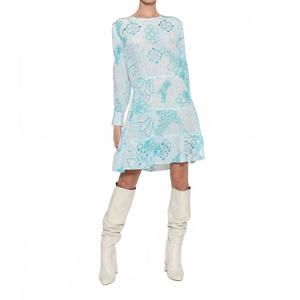 TAJ by Sabrina Crippa | Dresses | New Taj By Sabrina Crippa Aline Long  Sleeves Mini Dress In Aqua Paisley Floral | Poshmark